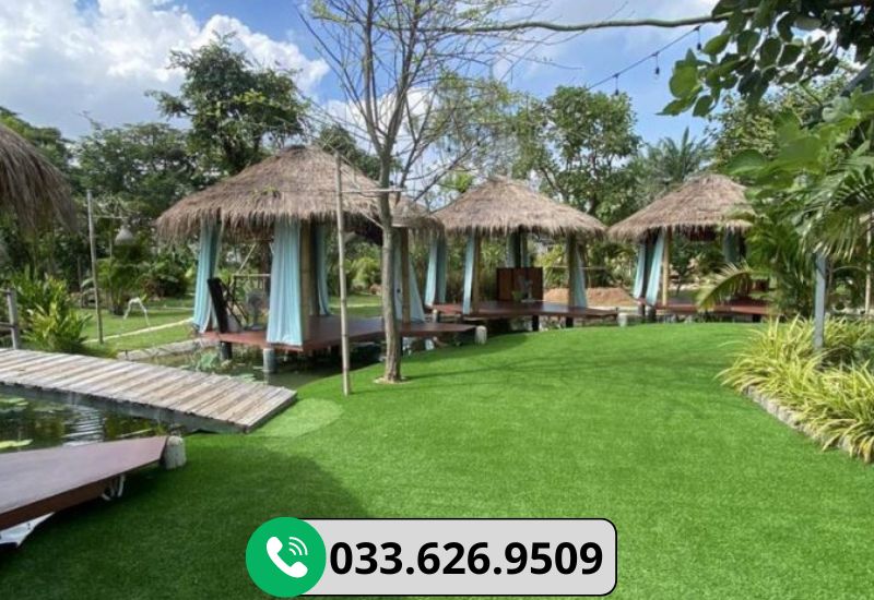 Thảm cỏ nhân tạo 3cm ứng dụng trãi sàn đẹp mắt