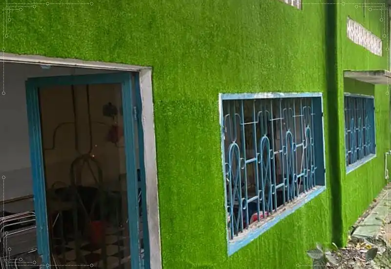 Bức tường nhà phủ xanh nét xanh