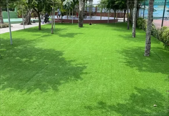 Trải cỏ nhân tạo sân vườn đẹp