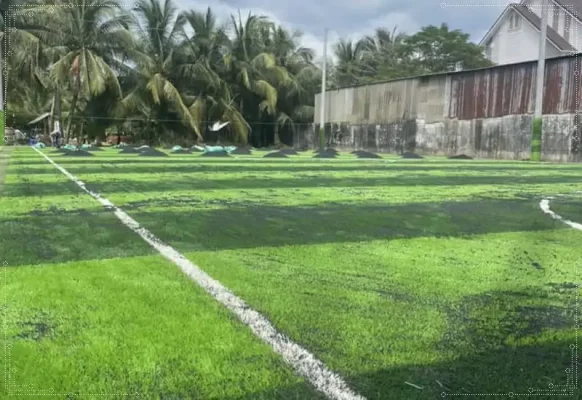 Sau khi hoàn thiện sân bóng đá cỏ nhân tạo