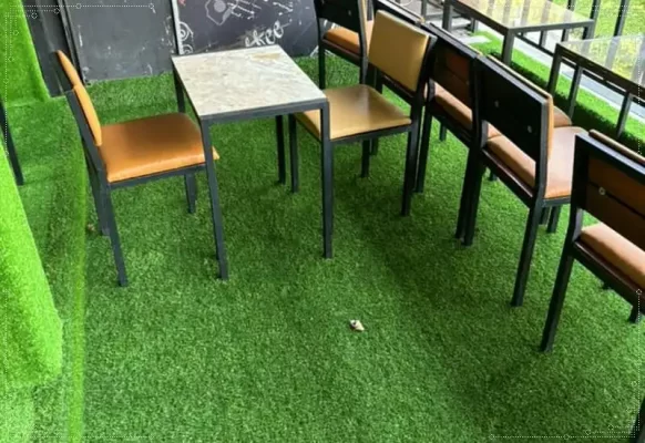 Cỏ nhân tạo trang trí quán cà phê