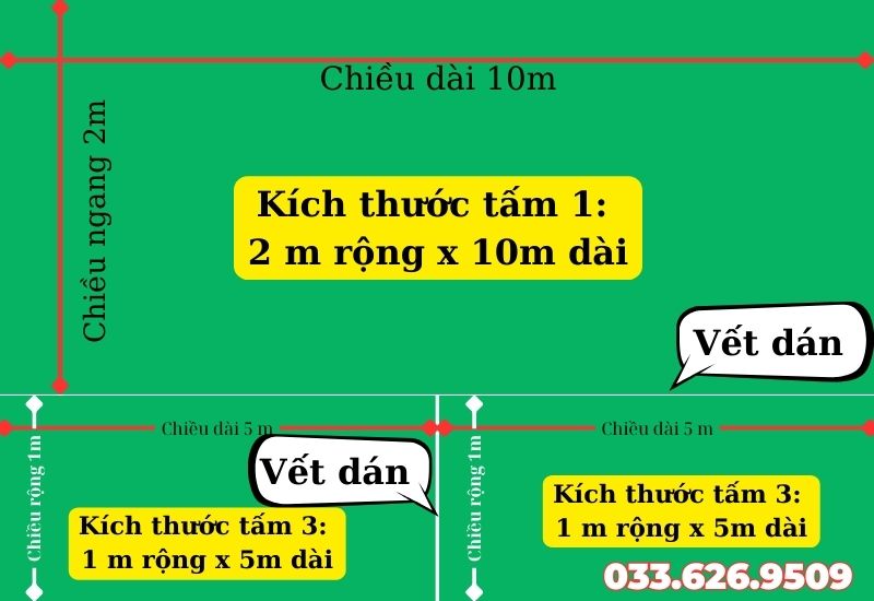 Hình thức hỗ trợ khổ cỏ nhân tạo 3m