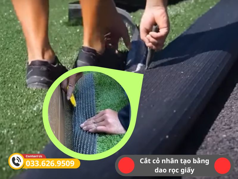 Cắt thảm cỏ nhân tạo đúng cách