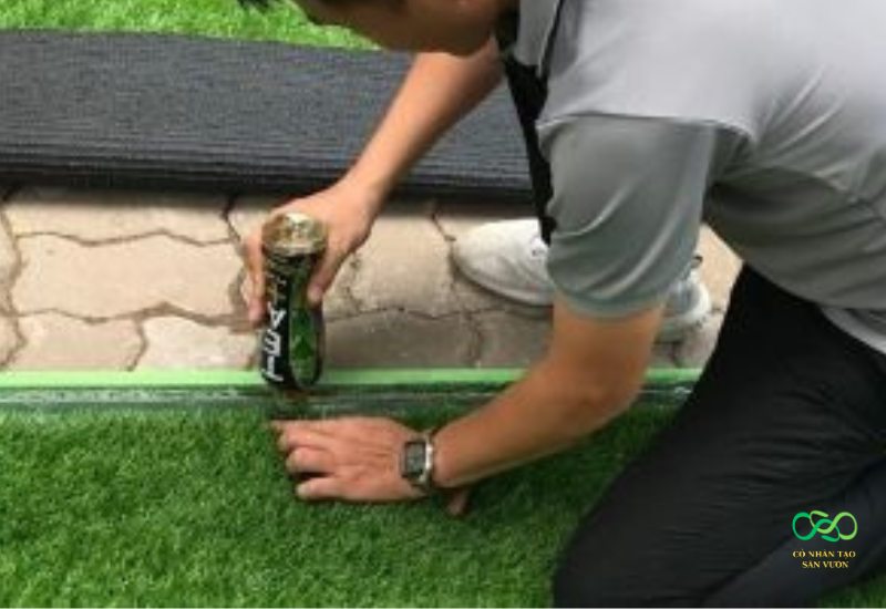 Dán 2 tấm cỏ lại với nhau