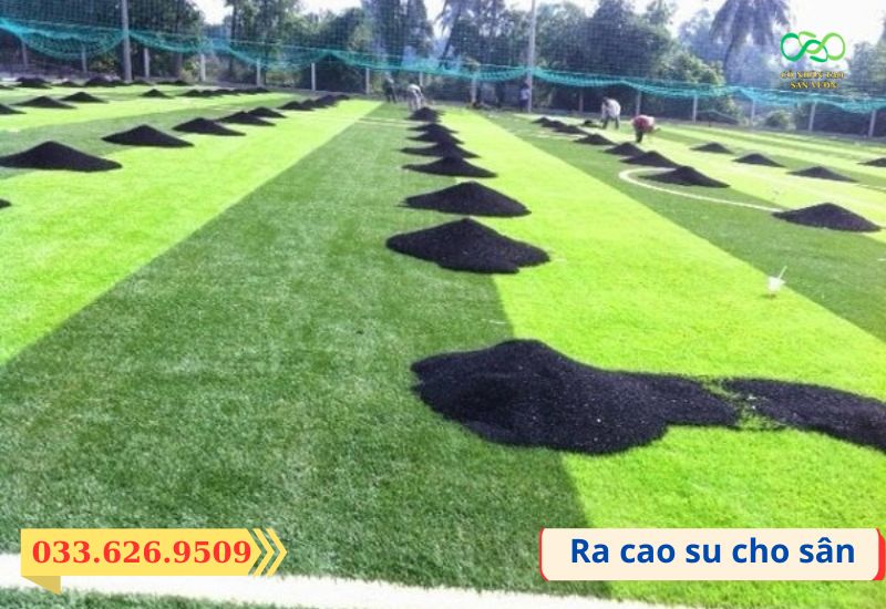 Ra cao su cho mặt cỏ sân bóng đá