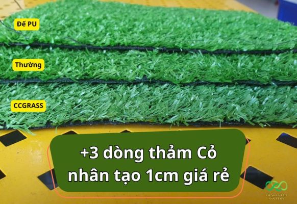 3 dòng cỏ nhân tạo 1cm giá rẻ