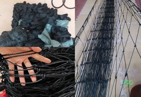 Lưới bao sân bóng đá mini chất liệu HDPE chịu lực tốt, chống tia UV.