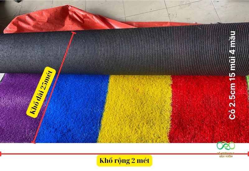 Thảm cỏ nhân tạo màu sắc khổ cố định 2 mét