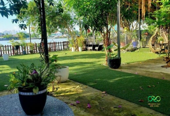 Thảm cỏ cũ lát cho sân vườn ngoài trời