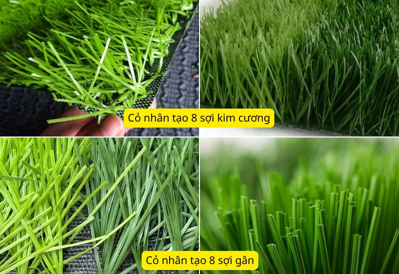 Thảm cỏ nhân tạo 8 sợi kim cương và sợi gân
